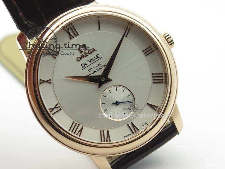 0207 Popular De Ville MK 1:1 Best Edition RG White Dial On Black Leather Asian Seagull T1701 (Sec@6) 8237